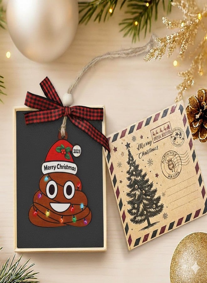 LumenJar Poop Christmas Ornament - Pooping Christmas Ornaments 2025 - Funny Poop Gifts for Adults - Ugly Christmas Ornaments - White Elephant Gifts, Dirty Gag Gift for Women, Friend - Fun Wood Ornaments 2025 - Image 3